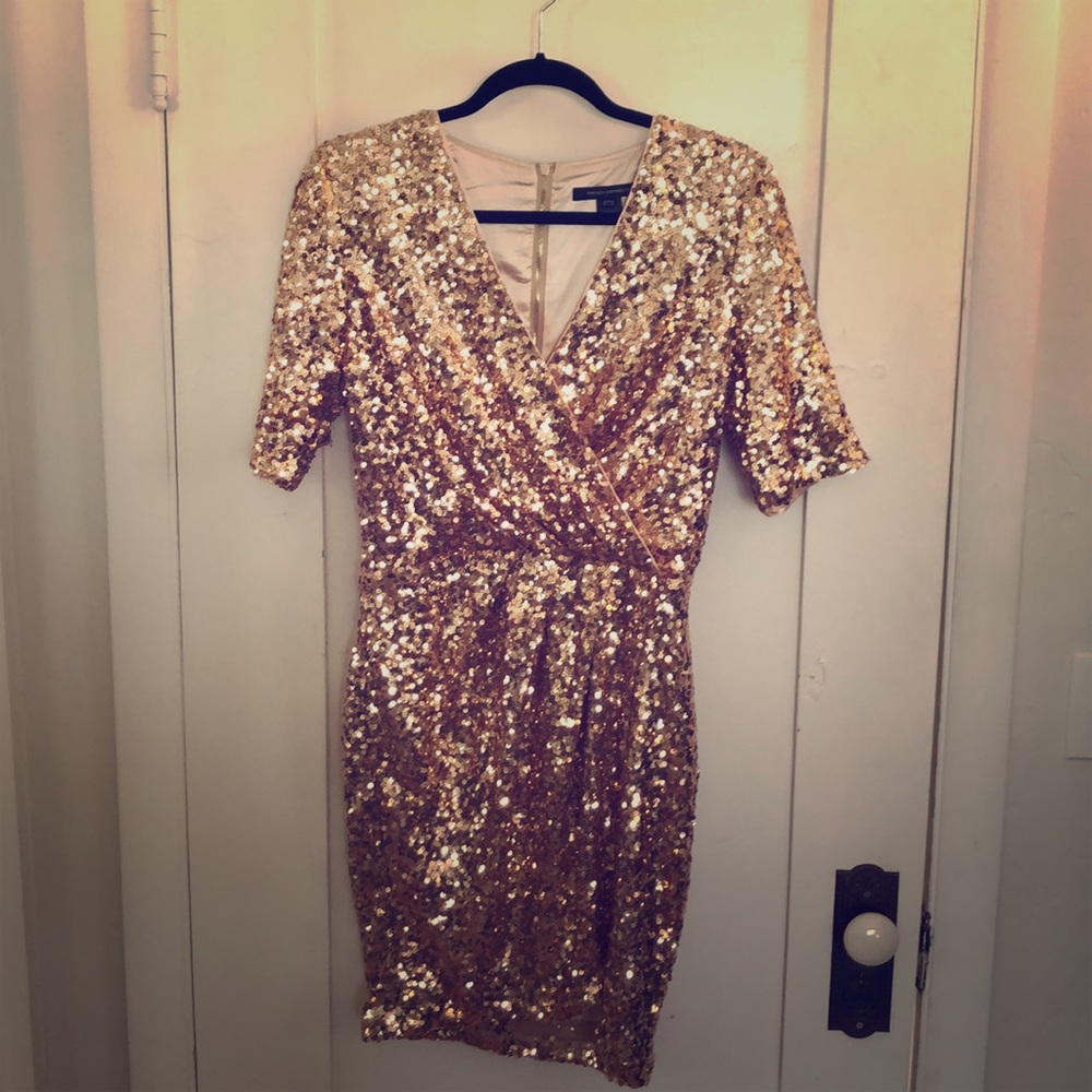 French Connection Gold Sequin Dress